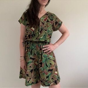 Vintage Hilo Hattie Hawaiian Print Romper 100% Cotton L